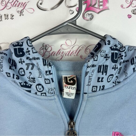 Burton sweater hoodie zip up vintage zipper Women's Light Blue Bomber Jacket - Picture 5 of 12